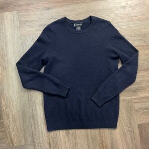 C by Bloomingdale's 100% 2-Ply Cashmere Crew Neck Sweater Womens Small Navy Blue
